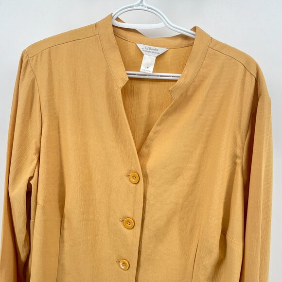 C.J. Banks by Christopher Banks Women's Blouse beige-mustard-yellow – Size 1X - Picture 2 of 8